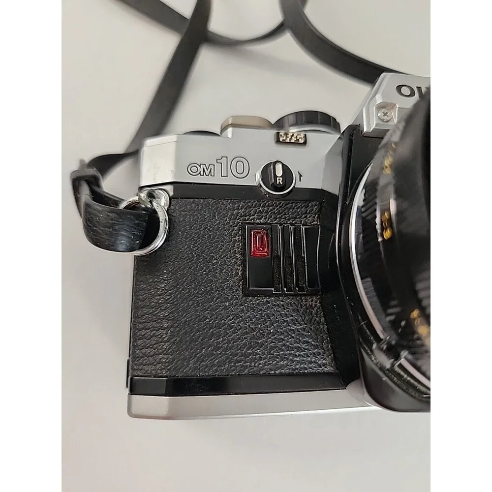 Vintage Olympus OM-10 35mm film Camera Soligor 70mm F2.5/3.5 Lens And winder